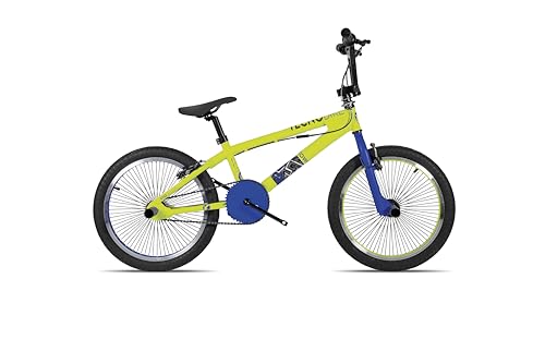 Tecnobike 767 BMX 20 Pollici con Telaio in Acciaio Lime Blu, Forcella Rigida, Freni V-Brake, Pneumatici KENDA 20x2,25, 4...