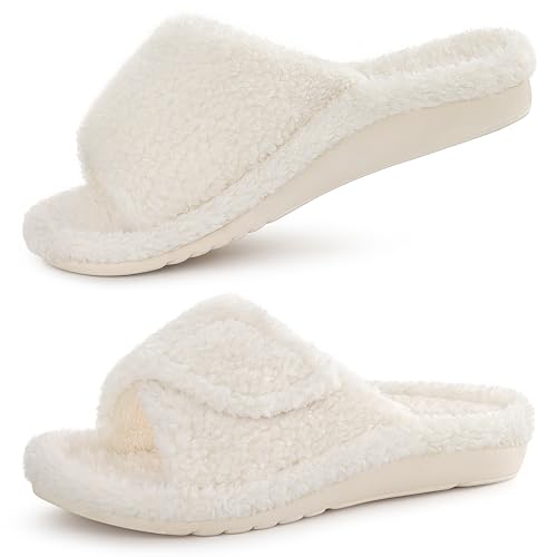Litfun Women's Fuzzy Adjustable House Slippers