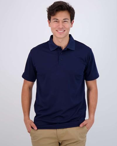 Image of 3 Pack:Mens Quick Dry Fit Polo Shirt Short Sleeve Golf Tennis Clothing Active Wear Athletic Performance Tech Sports Essentials Moisture Wicking Casual Dri-Fit T Shirts Set
