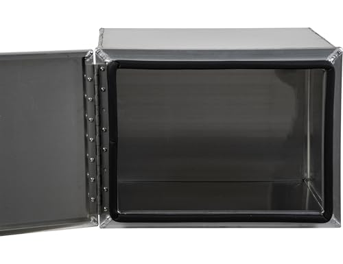 Image of Buyers Products 1705401 Pro Series 18x18x24 Smooth Aluminum Underbody Truck Tool Box, Single Barn Door, Compression Latch, 0.125 in Thick, Rain Gutter & Bulb Seal, Bolt-On Stainless Hinge