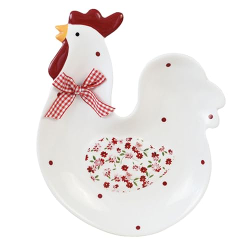 GLEAVI Assiette Céramique Forme de Poule pour Desserts et Snacks Petite pour Service de Plats Salades Pratique et