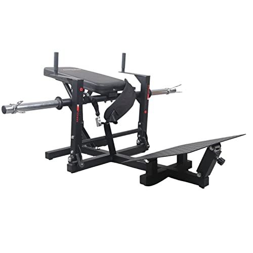 Glute Bridge Machine, Heavy Duty Plate-Loaded Hip Thrust Machine w/ Adjustable Foot Plate, 400 lbs Max Capacity,Black