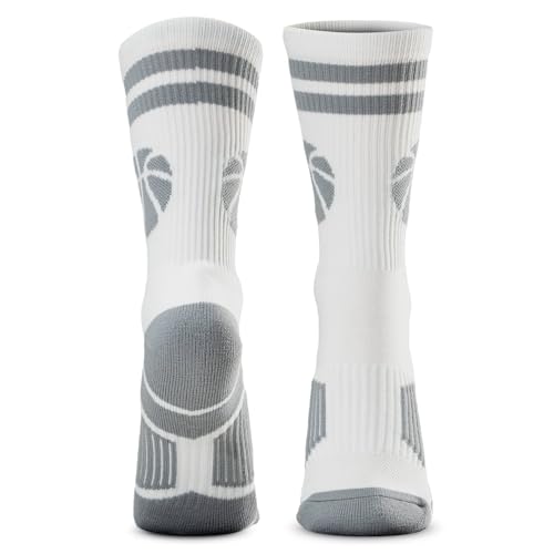 Image of ChalkTalkSPORTS Basketball Socks - Cushioned Mid-Calf Crew - Youth & Adult | Moisture-Wicking Performance Blend, Athletic Basketball Gear, Stay-Up Technology, Arch Support, Breathable, Boys and Men