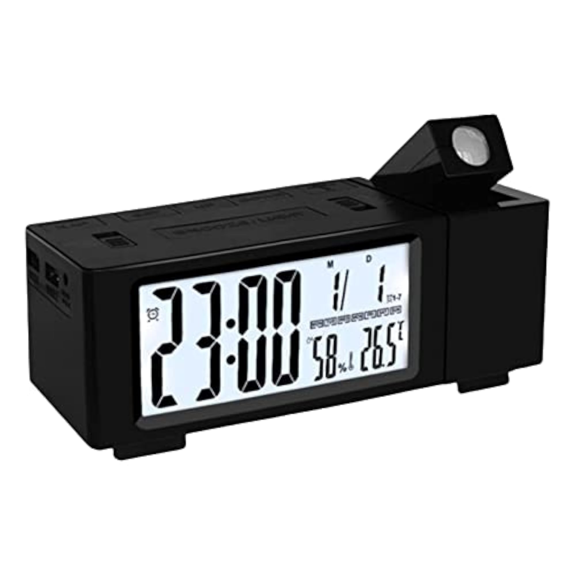 Projection Alarm Clock with 180 Degree Projector, LED Display
