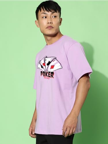 Image of Veirdo Pure Cotton Half Sleeve Round Neck Oversized Fit Graphic Print Royal Blue, Lilac & White T-Shirt Men /Boys (Available in from S to 2XL)