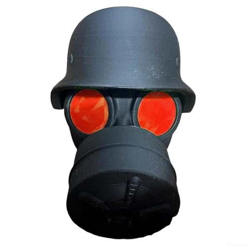 Springwillfly 3D-gedruckte Stahlhelm-Gasmaske, Anhängerkupplungsabdeckung, ABS, schwarz, schützende Kugelabdeckung für Fahrzeugabschleppausrüstung, passend (rot)
