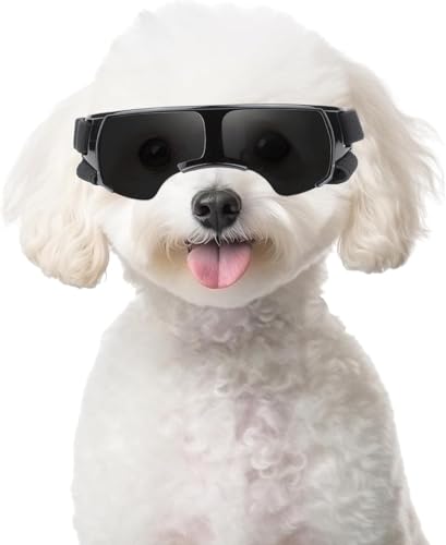 FORZENA Dog Goggles Sunglasses Small to Medium Breed Lens Puppy Anti-Fog Adjustable Lightweight Doggie Goggles for UV, Wind, Snow, Dust Protection (Black)