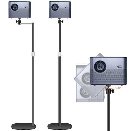 POLESTO Support de Projecteur en métal, Hauteur réglable de 90 à 126cm avec Rotation d'angle à 360°, Peu encombrant, Supporte jusqu'à 7 kg, Compatible avec Projecteur, Appareils Photo