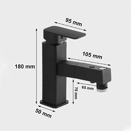 Mitigeur de lavabo avec 3 modes de sortie d'eau et bec orientable en laiton robuste