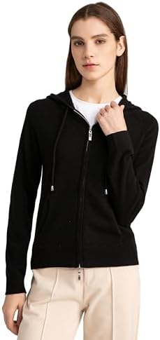 State Cashmere 2-Way Zip Up Hoodie with Pockets and Zipper 100% P...