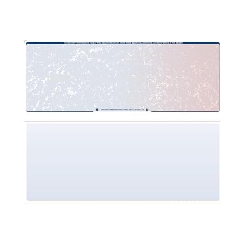 Endoc Computer Check Paper - 50 Pack - Blank Stock Check on Top and Stub on Bottom - Security Features & Laser Printer Compatible for Home and Business - Blue/Red Prismatic Cover