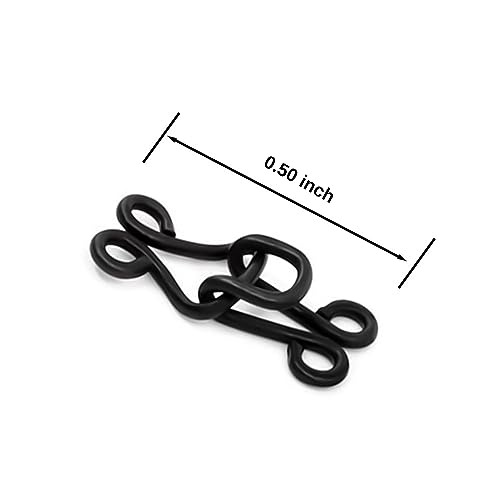 4 Pairs Dark Nickel Hook & Eye Closures - 0.5 inch Metal Bra Hook & Eye Fasteners - Ideal for Clothing & Lingerie DIY Sewing Projects & Bra Making Accessories