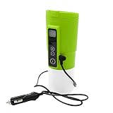 Autoheizbecher 410ml, Asudaro 12V Auto-Heizbecher Elektro-Auto-Heizbecher AutoWasserkocher Reise-Heizbecher Elektrokessel Kochendes Auto Kaffeebecher-Heizung mit Zigarettenanzünder,Grün