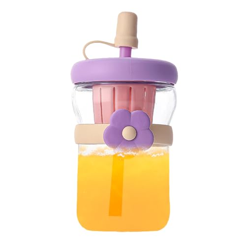 Botella de agua de vidrio transparente de 500 ml, reutilizable, a prueba de fugas, para bebidas frías y calientes, té, leche, mujeres, hombres, oficina en casa, gimnasio
