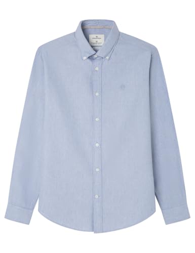 Springfield Oxford Tencel Melange Shirt with Peach Camisa, Azul, XL para Hombre