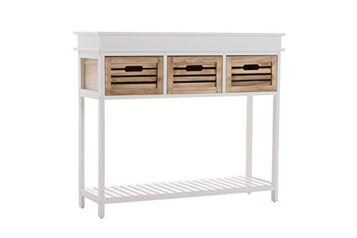 CLP Mueble Aparador Recibidor Bartolome I Consola Cajonera 85 x 100 x 32 cm I Mesa De 2 Niveles con 3 Cajones, Color:Blanco