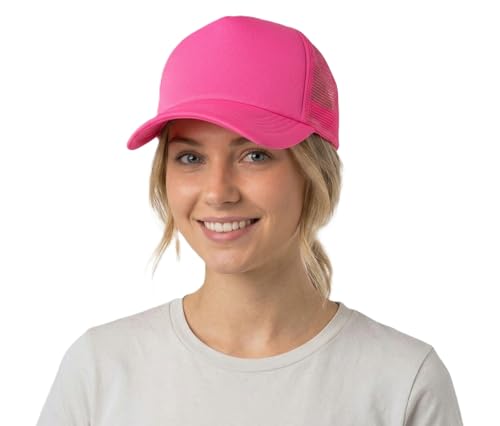 Image of NYFASHION101 Plain Mesh Trucker Hat - Breathable 6-Panel Daily Snapback Cap, Customizable Ideal for DIY Embroidery & Patches