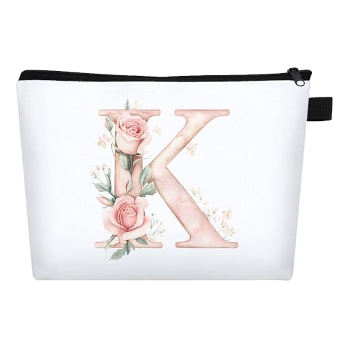 FIDWALL Neceser Personalizado con Letra A-Z, Neceser Mujer Maquillaje para Viaje y Uso Diario, Regalos Personalizados para Mujer,Maquillaje, Regalo, Estilo Único (K)