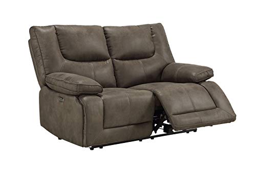 Sillón reclinable tapizado en cuero gris eléctrico miniatura 5
