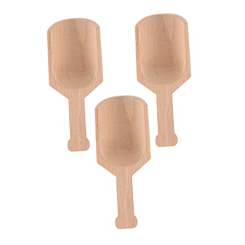 OUNONA 2sets Ergonomic Bath Salt Spoon Compact Reusable Wooden Salt Scoops Tea Spoon 3pcs*2