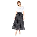 [レッセパッセ] スカート ﾁｪｯｸﾌﾟﾘﾝﾄｽｶｰﾄ レディース ｸﾛ
