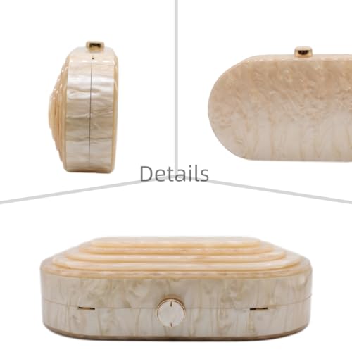 Image of Acrylic Evening Clutch Bag for Women Shell Shape Shoulder Crossbody Bag Glitter Marble Purse Handbag