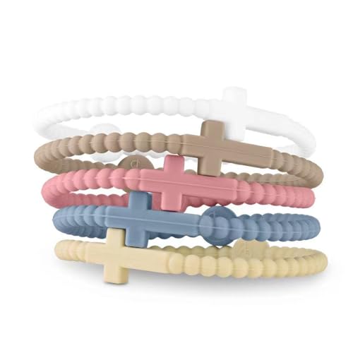 Kryzalite 5 bracciali con croce in silicone per neonati, neonati, bambini, donne, uomini, braccialetti in gomma religiosa in grandi quantità