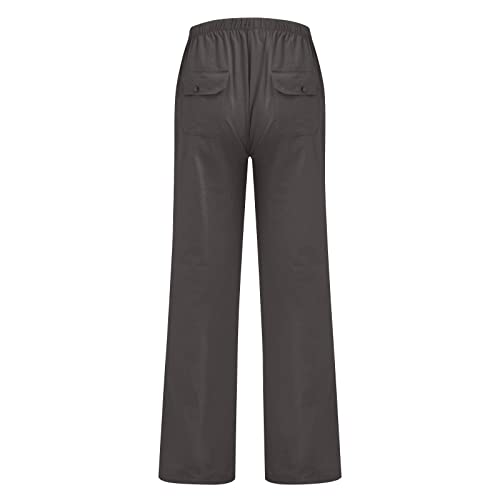 Men's Cotton Linen Pants Elastic Waist Drawstring Pants Lightweight Casual Pants Summer Beach Pants with Pockets3