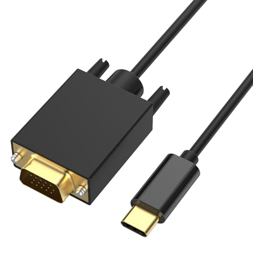 BERLAT USB C to VGA Cable 6FT Type-C to VGA Adapter [Thunderbolt 4/3] for iPhone 15/Pro/Max MacBook Pro/Air iPad Pro iMac Samsung S23/S24 Dell XPS 17 Surface Book 3 Monitor