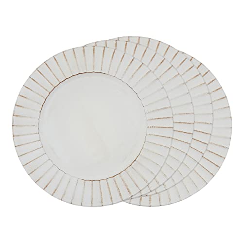 Platos redondos blancos marfil plástico 13" set 4 miniatura 1