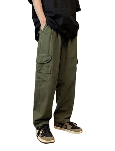 ZAFUL Men's Baggy Cargo Pants Y2k Wide Leg Parachute Sweatpant Hip Hop Streetwear Pants with Pocket