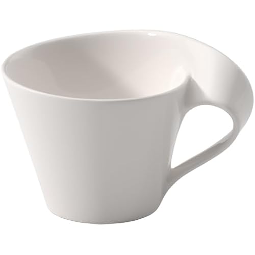 Villeroy & Boch NewWave Caffé Collection Small Cappuccino Cup, Premium Porcelain, Made in Germany, 5 x 3.75 x 3.25 in, 5 oz Capacity, Rich, Creamy White