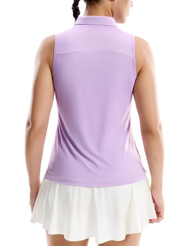 Image of MIER Womens Sleeveless Golf Shirts - Quarter Zip UPF 50+ Collared Polo Tank Tops, Quick Dry Zip Up Tennis Sports Active Tee