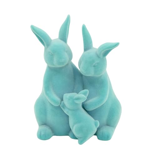 Lapin de Pâques floqué vert en résine douce pour décoration de table