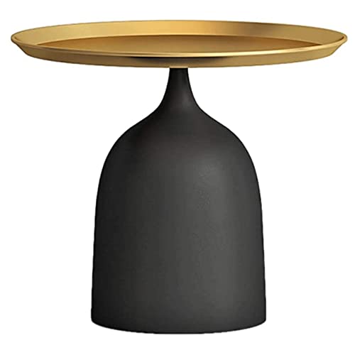 Mesa de centro redonda pequeña de lujo con bandeja, 48 x 44 cm, mesa decorativa de hierro ligero para sala de estar, dormitorio y mesita de noche, muebles de esquina creativos
