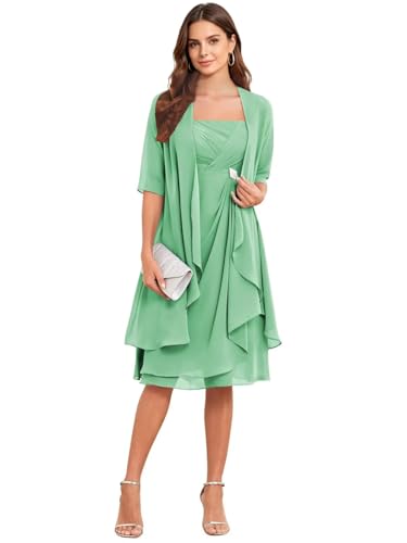 Robe de mère de la mariée haut de gamme en mousseline de soie plissée avec veste