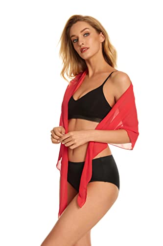 Sarong beach wrap de gasa ligera con nudo ajustable rojo para bikinis M 4