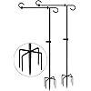 Koutemie 49 Inch Extra Tall Garden Flag Stand Holder Pole with 5 Prong Bases for 12 x 18 Outside Fall Yard Flags Decor Matte Black 2 Packs