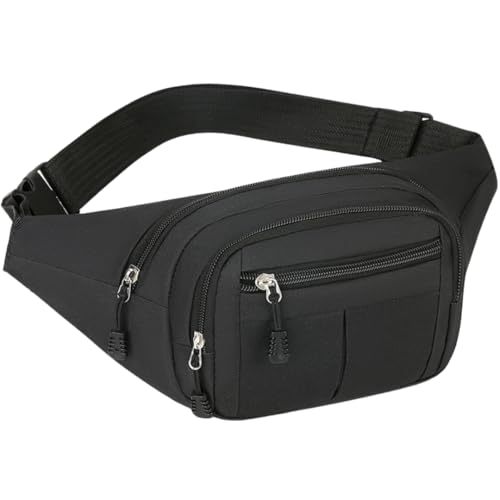 Riñonera BIGMIX® | Cómoda con Correas Ajustables, Tamaño Ideal para Tus Principales Pertenencias, Cierre Seguro y Múltiples Bolsillos y Compartimentos. Black