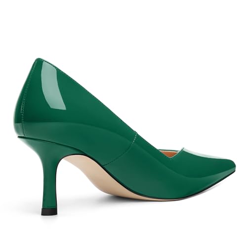 Image of Women Pointed Closed Toe 2.5 Inch Kitten Heel Slip On Pumps | Elegant Comfort Formal Dress Footwear, Versatile Ladies Shoes For Office Wedding Party Evening Daily Occasions
