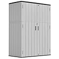 Mrosaa Vertical Storage Sheds with Floor, Sheds & Outdoor Storage Cabinet Waterproof for Garage Storage, Pool Storage, Bike Shed, Garden Shed 57Cu.ft Light Gray