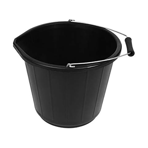 15 Litre Black Builders Bucket - Strong - Water - DIY - Mixing - Heavy Duty - Pack of 3 Cover
