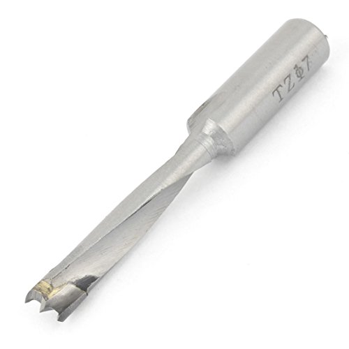 Aexit Silver Tone Wood Drill Bits Woodworking Carbide Tipped Brad Point Straight Shank Boring Drill Bit Tool 7mm Brad-Point Drill Bits x 68mm