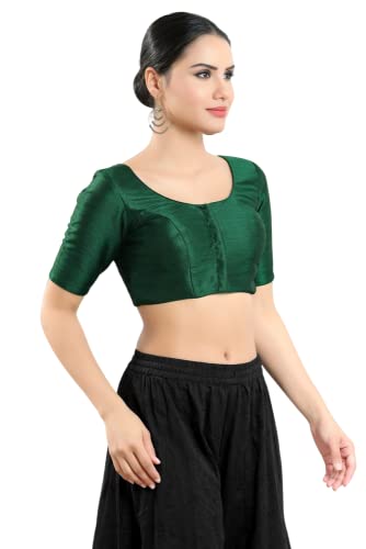 Image of Vamas Women's Silk Padded Self Design Half Sleeve Readymade Saree Blouse (X-766.N)