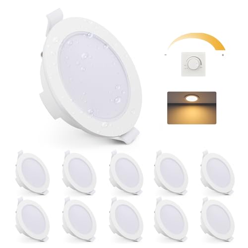 Gr4tec 6W LED Einbaustrahler 230V Dimmbar 2700K Warmweiß IP65, 10er Set