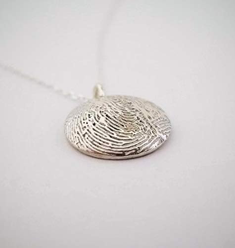 Fingerprint Dome Disk Necklace - Sterling Silver