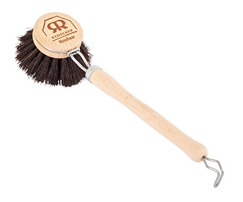 Image of Redecker Dish Brush Set, Horsehair Bristles, 2 Inch Round, 2 Pack - Wooden Dish Brushes for Glassware & Everyday Cleaning, Made in Germany