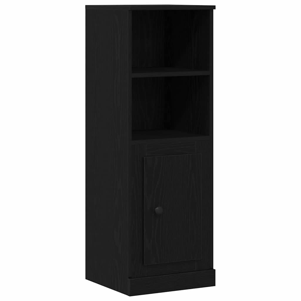 Armadietto alto di alta qualità, nero, effetto rovere, 132 x 35,5 x 103,5 cm, con 4 ante a cerniera e spazio flessibile per soggiorno, sala da pranzo, corridoio, ufficio