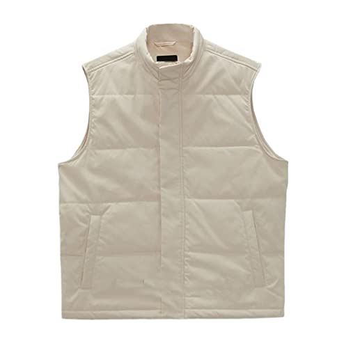 Chaleco beige de invierno para hombre, abrigo sin mangas informal en talla S