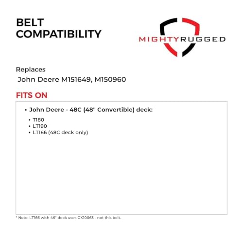 Image of MightyRugged M151649 Deck Belt for John Deere LT180, LT190, LT166 48C Deck